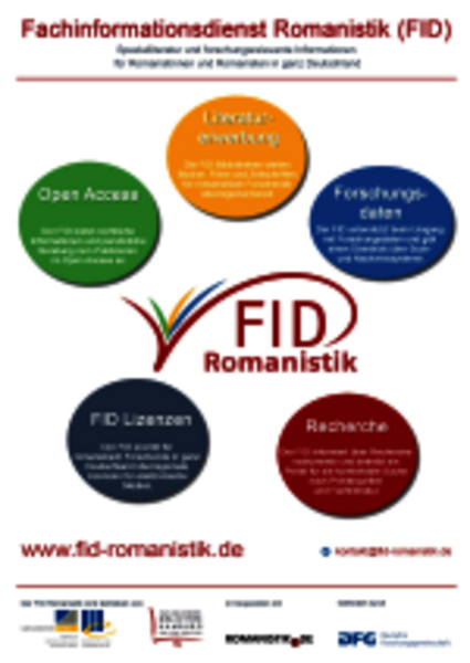 Kleine Version des Posters zu den Dienstleistungen des FID Romanistik