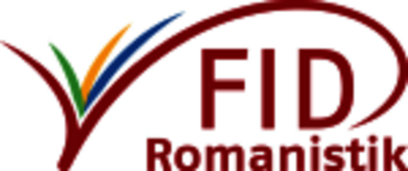 Logo des FID Romanistik in den Farben Rot, Blau, Gelb, Grün (150 Pixel breit)